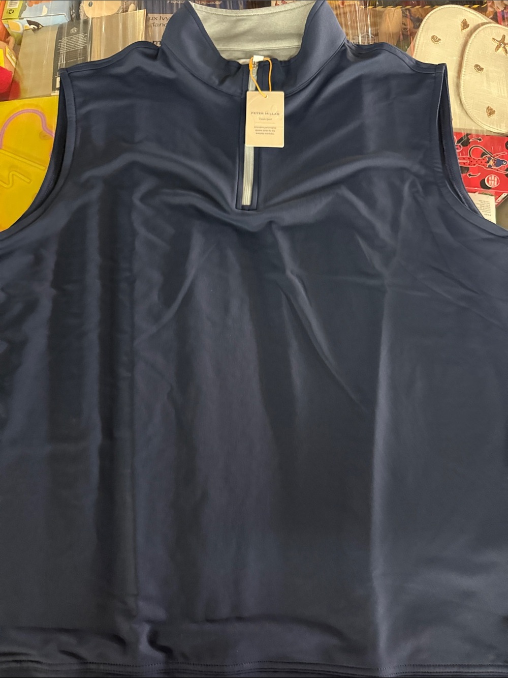 Peter Millar Navy Sleeveless Quarter-Zip Golf Vest XL nwt